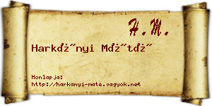 Harkányi Máté névjegykártya